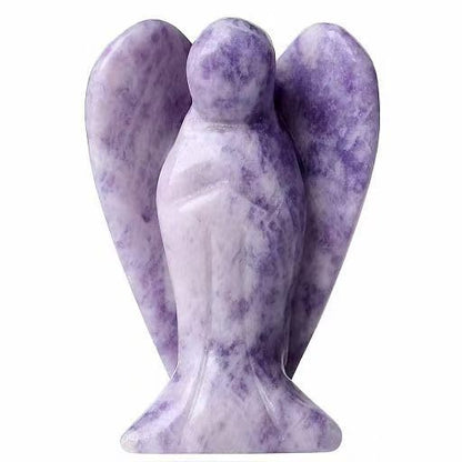 Hand-Carved Amethyst Angel Figurine – Pocket Crystal for Healing & Protection