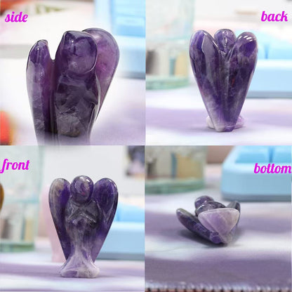 Hand-Carved Amethyst Angel Figurine – Pocket Crystal for Healing & Protection