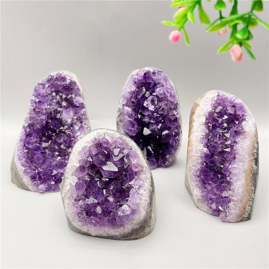 Natural Amethyst Crystal Cluster Geode – Raw Standing Druzy Display for Energy & Home Décor