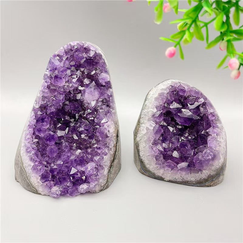 Natural Amethyst Crystal Cluster Geode – Raw Standing Druzy Display for Energy & Home Décor