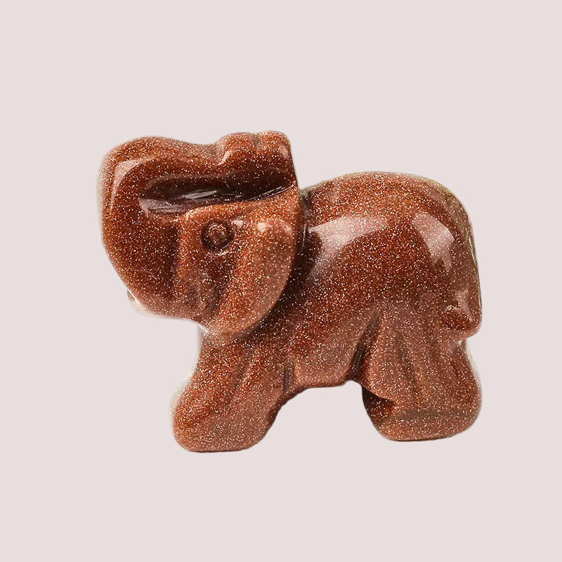 Natural Goldstone Crystal Elephant
