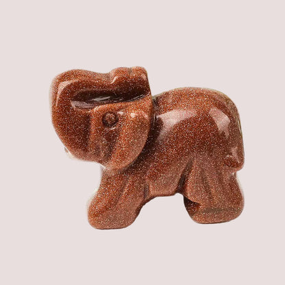 Natural Goldstone Crystal Elephant
