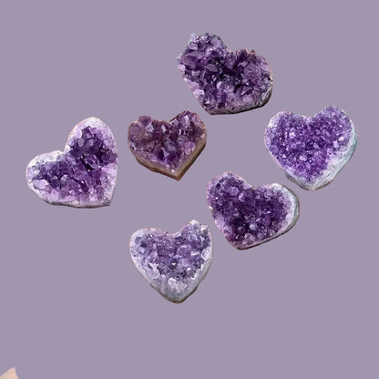 Natural Amethyst Heart Crystal – Handmade Geode Healing Stone for Home Decor & Energy Clearing