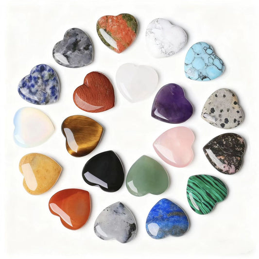 💎 Natural Crystal Heart Stones – Pocket-Sized Energy Boosters