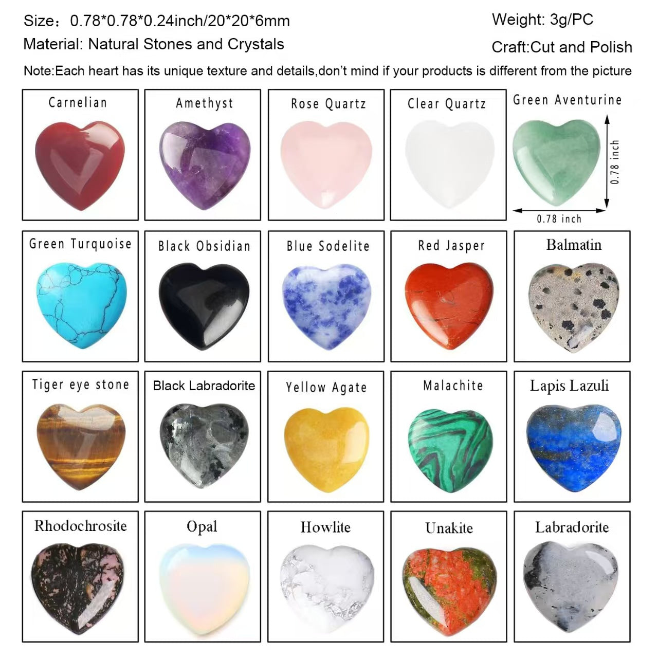💎 Natural Crystal Heart Stones – Pocket-Sized Energy Boosters