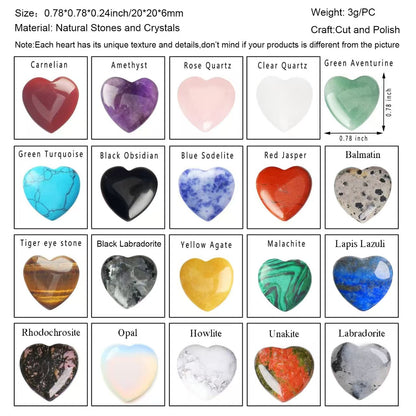 💎 Natural Crystal Heart Stones – Pocket-Sized Energy Boosters