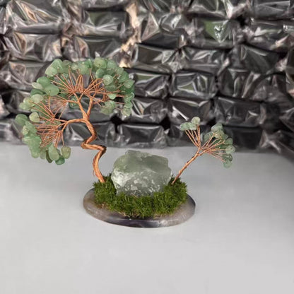 Green Aventurine Crystal Tree on Agate Base – Attract Wealth & Growth Energy