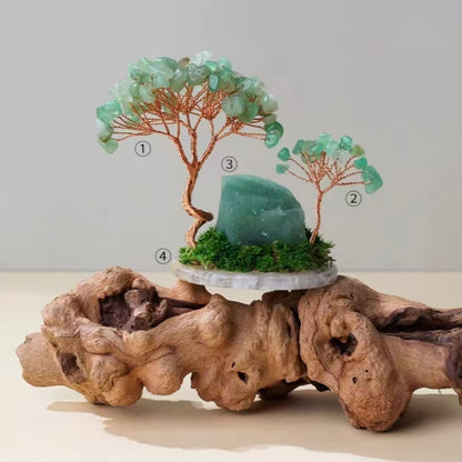 Green Aventurine Crystal Tree on Agate Base – Attract Wealth & Growth Energy
