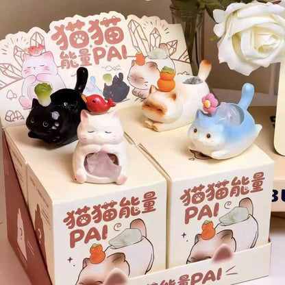 🐾 Cat Energy Crystal Blind Box – Desk Healing Decor Series