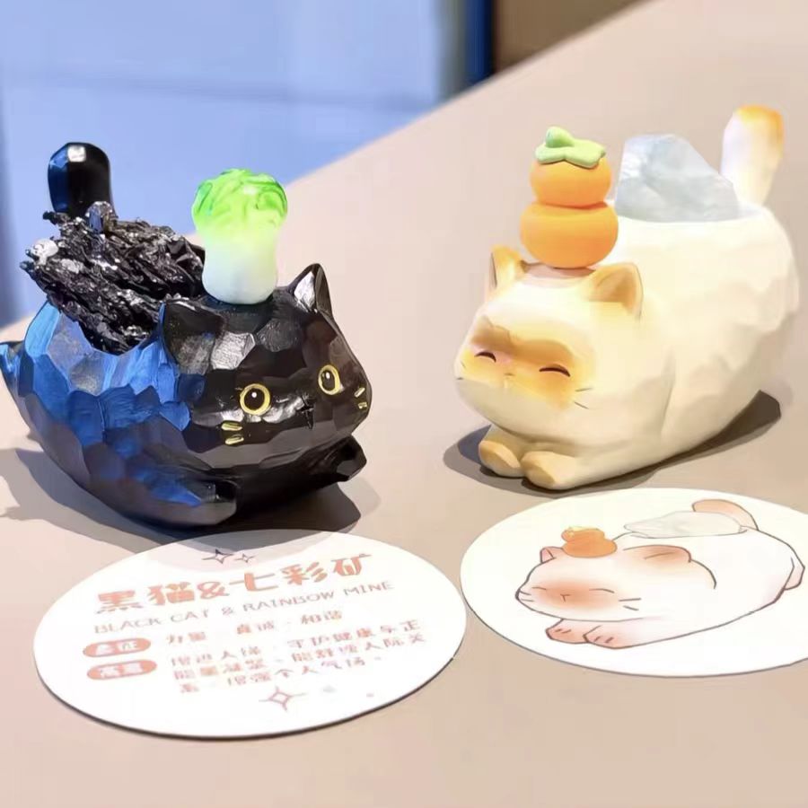 🐾 Cat Energy Crystal Blind Box – Desk Healing Decor Series