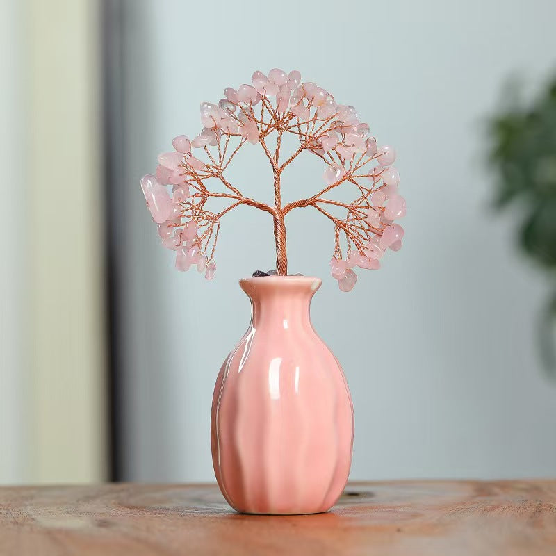 🌈 Rainbow Crystal Healing Tree in Ceramic Vase – 7 Chakra Gemstone Decor for Harmony & Balance