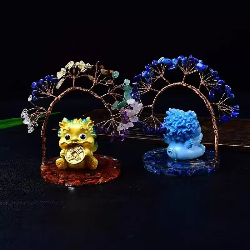 🐉🌈 Lucky Pixiu Crystal Tree with Rainbow Energy Base | Attract Wealth, Balance Chakras & Heal with Crystals