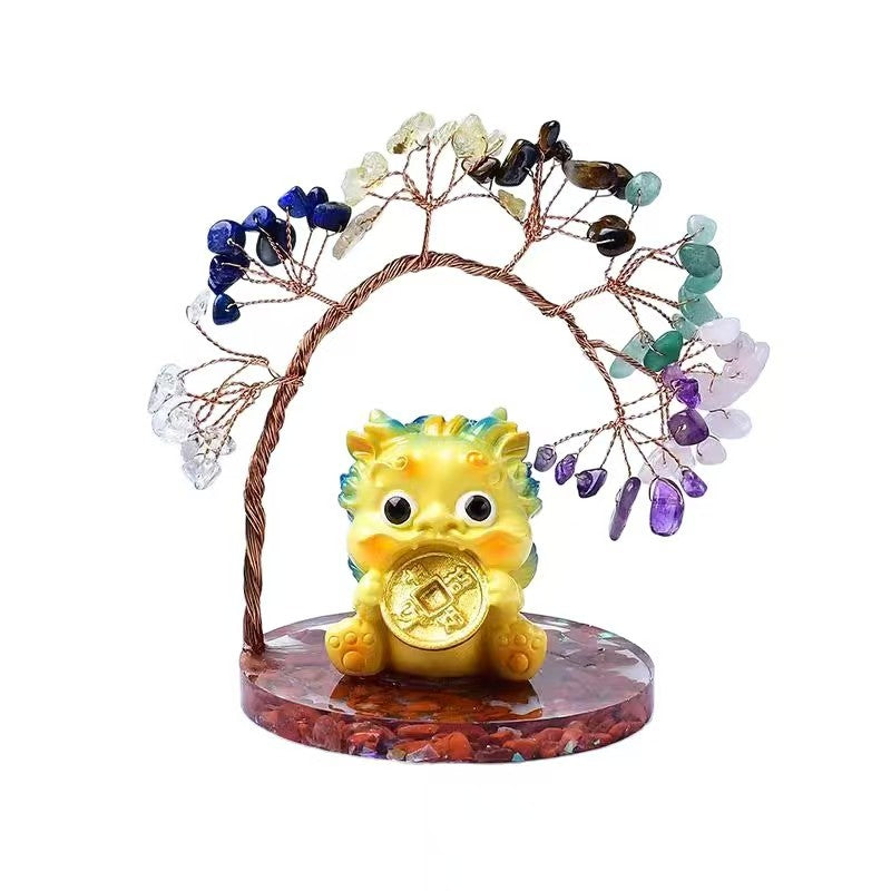 🐉🌈 Lucky Pixiu Crystal Tree with Rainbow Energy Base | Attract Wealth, Balance Chakras & Heal with Crystals