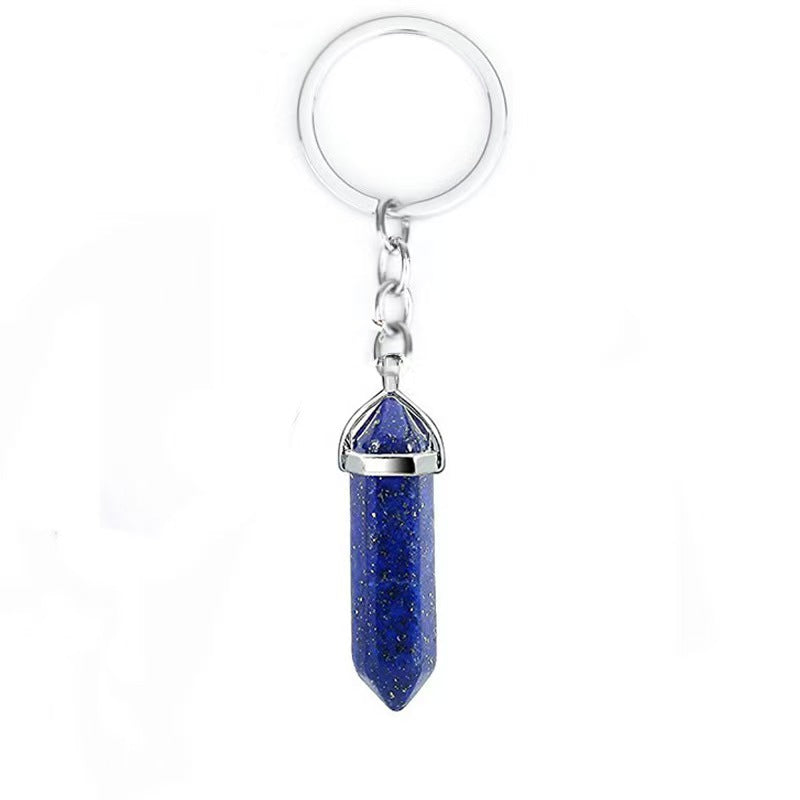 Lapis Lazuli Healing Crystal Hexagonal Keychain – Grounding • Intuition • Serenity