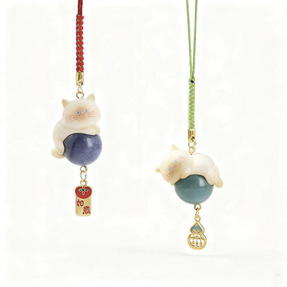 Lucky Cat Crystal Charm – Cute Handcrafted Zodiac Gemstone Pendant 🐱🔮