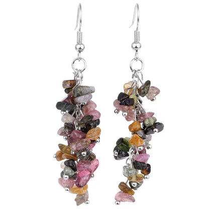Rainbow Crystal Cluster Drop Earrings – 7 Chakra-Inspired Healing Dangles