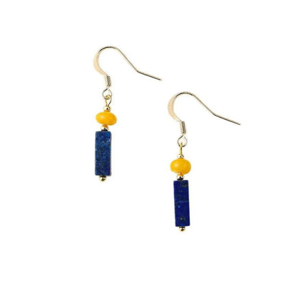 Lapis Lazuli & Yellow Jade Earrings – Ancient Calm & Wisdom