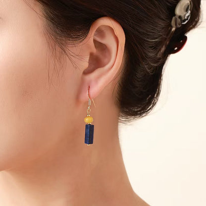 Lapis Lazuli & Yellow Jade Earrings – Ancient Calm & Wisdom