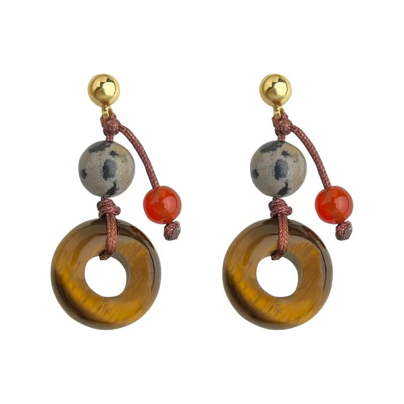 Tiger Eye Crystal Drop Earrings – Balance & Vitality ✨