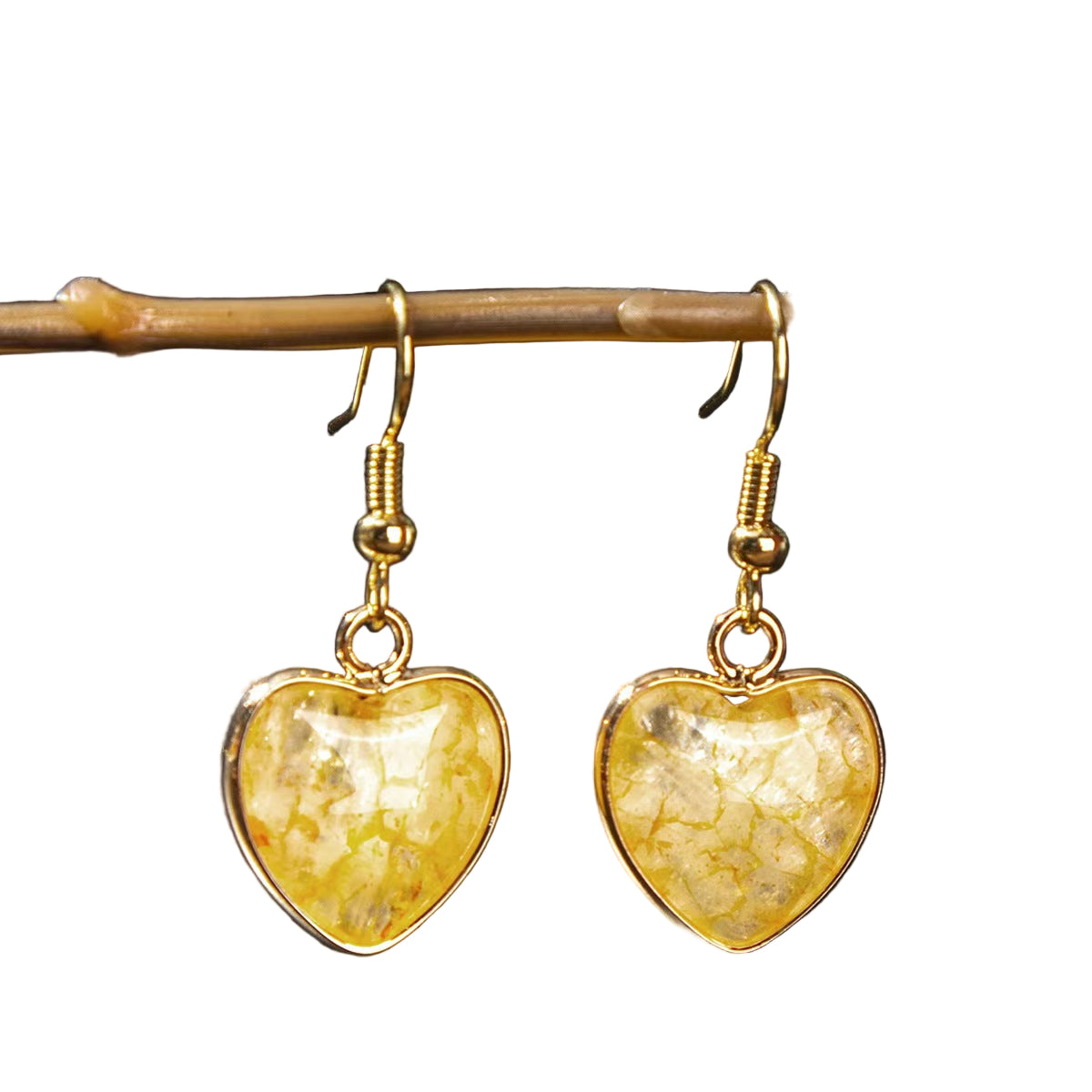 Natural Crystal Heart Earrings – Healing Energy for Self-Love