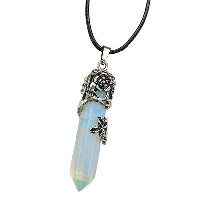 Necklace with a decorative pendant on a white background