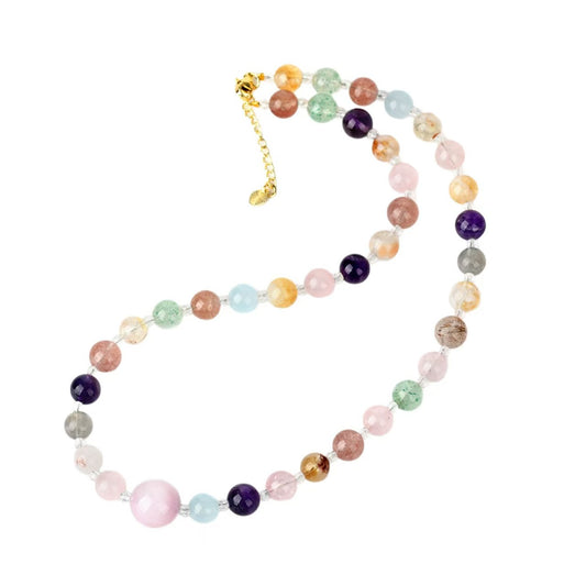 Colorful Natural Crystal Necklace – Multi-Stone Healing Energy for Balance