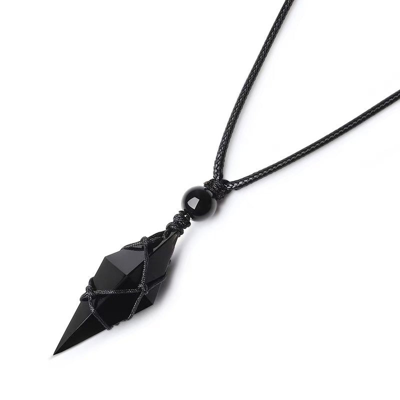 Black Obsidian Pendant – Energy Shield & Grounding Crystal Necklace