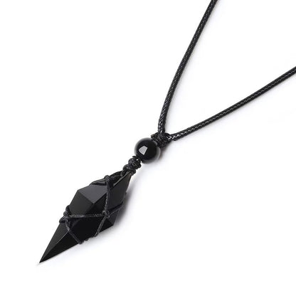 Black Obsidian Pendant – Energy Shield & Grounding Crystal Necklace