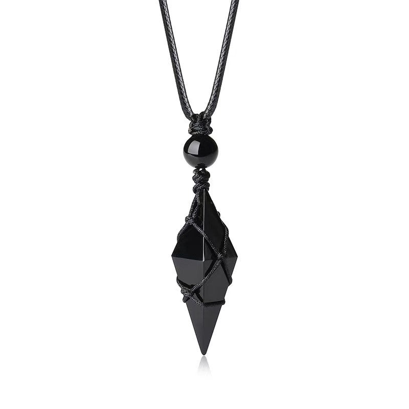 Black Obsidian Pendant – Energy Shield & Grounding Crystal Necklace