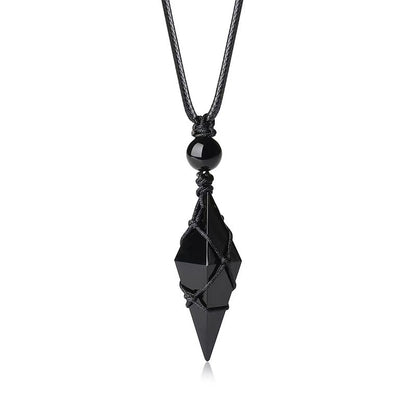 Black Obsidian Pendant – Energy Shield & Grounding Crystal Necklace