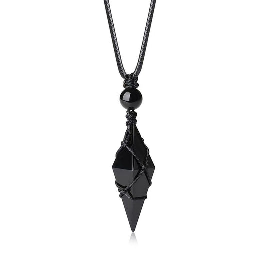 Black Obsidian Pendant Crystal Necklace