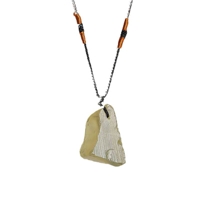 Raw Crystal Necklace – Elemental Healing Pendant on Black Rope