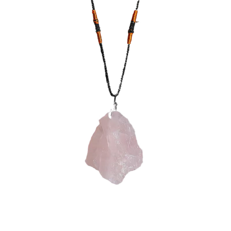 Raw Crystal Necklace – Elemental Healing Pendant on Black Rope