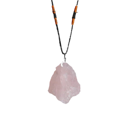 Raw Crystal Necklace – Elemental Healing Pendant on Black Rope