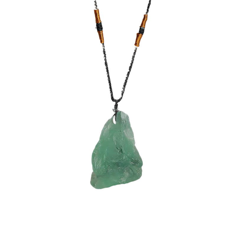 Raw Crystal Necklace – Elemental Healing Pendant on Black Rope