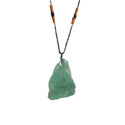 Raw Crystal Necklace – Elemental Healing Pendant on Black Rope