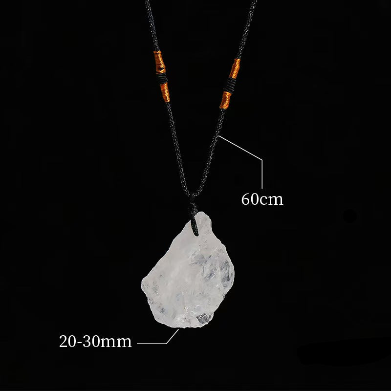 Raw Crystal Necklace – Elemental Healing Pendant on Black Rope