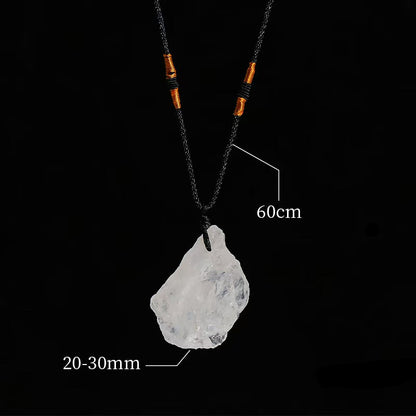 Raw Crystal Necklace – Elemental Healing Pendant on Black Rope