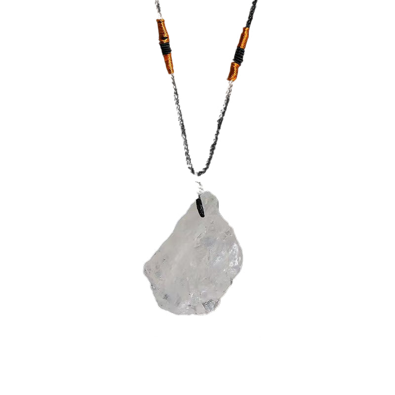 Raw Crystal Necklace – Elemental Healing Pendant on Black Rope