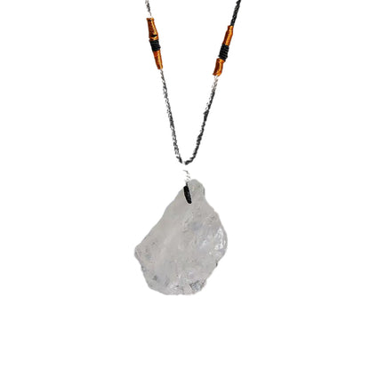 Raw Crystal Necklace – Elemental Healing Pendant on Black Rope
