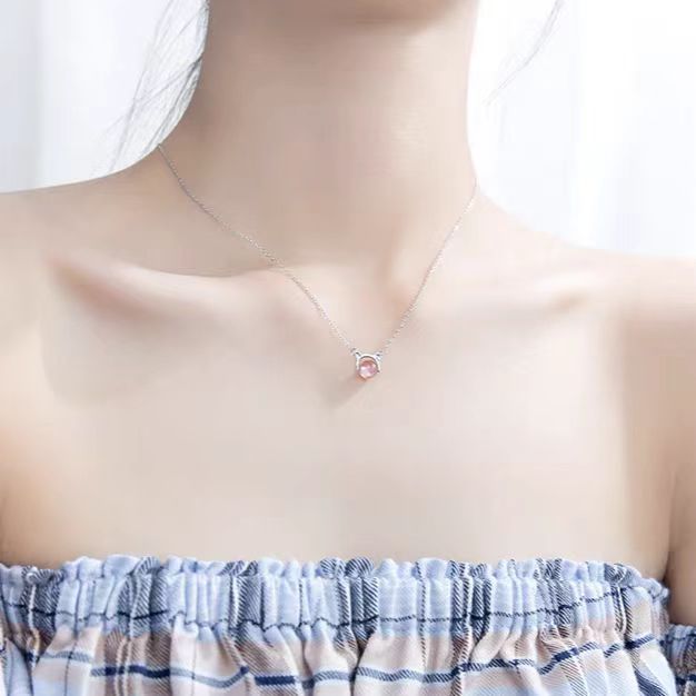 Strawberry Quartz Cat Necklace