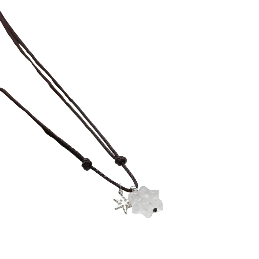 Healing Clear Quartz Snowflake Necklace | Ice Energy Crystal Amulet
