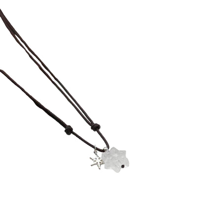 Healing Clear Quartz Snowflake Necklace | Ice Energy Crystal Amulet