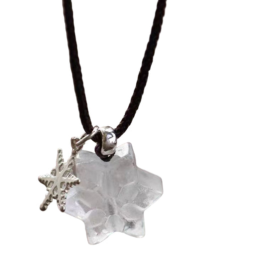 Healing Clear Quartz Snowflake Necklace | Ice Energy Crystal Amulet
