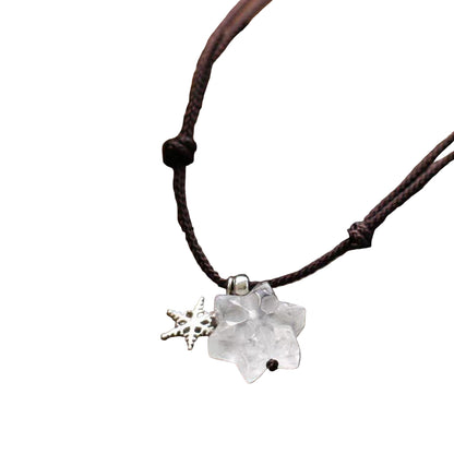 Healing Clear Quartz Snowflake Necklace | Ice Energy Crystal Amulet