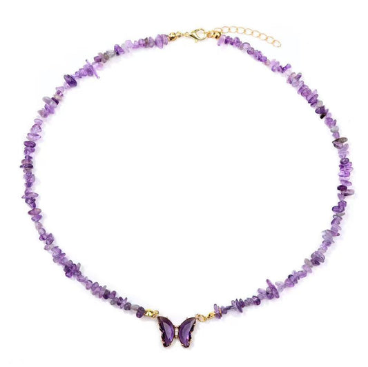 Crystal Chip Butterfly Necklace – Elemental Harmony & Color Energy