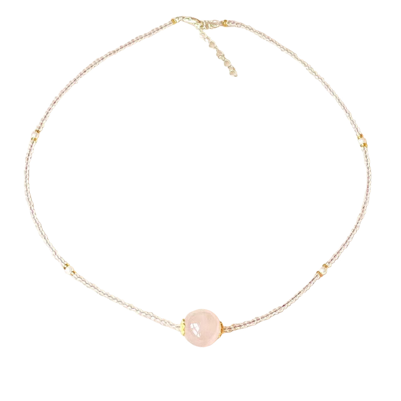 Rose Quartz Healing Necklace – Heart Chakra Crystal Energy 🌸