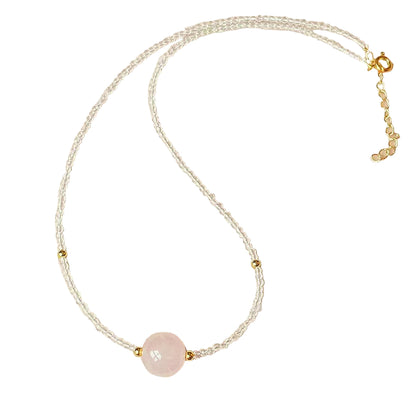 Rose Quartz Healing Necklace – Heart Chakra Crystal Energy 🌸