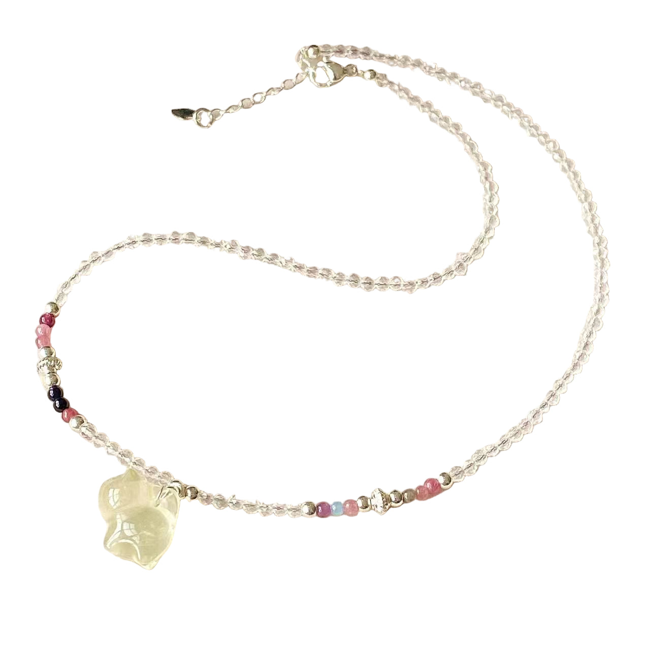 Healing Crystal Cat Pendant Necklace – Citrine & Multi-Stone