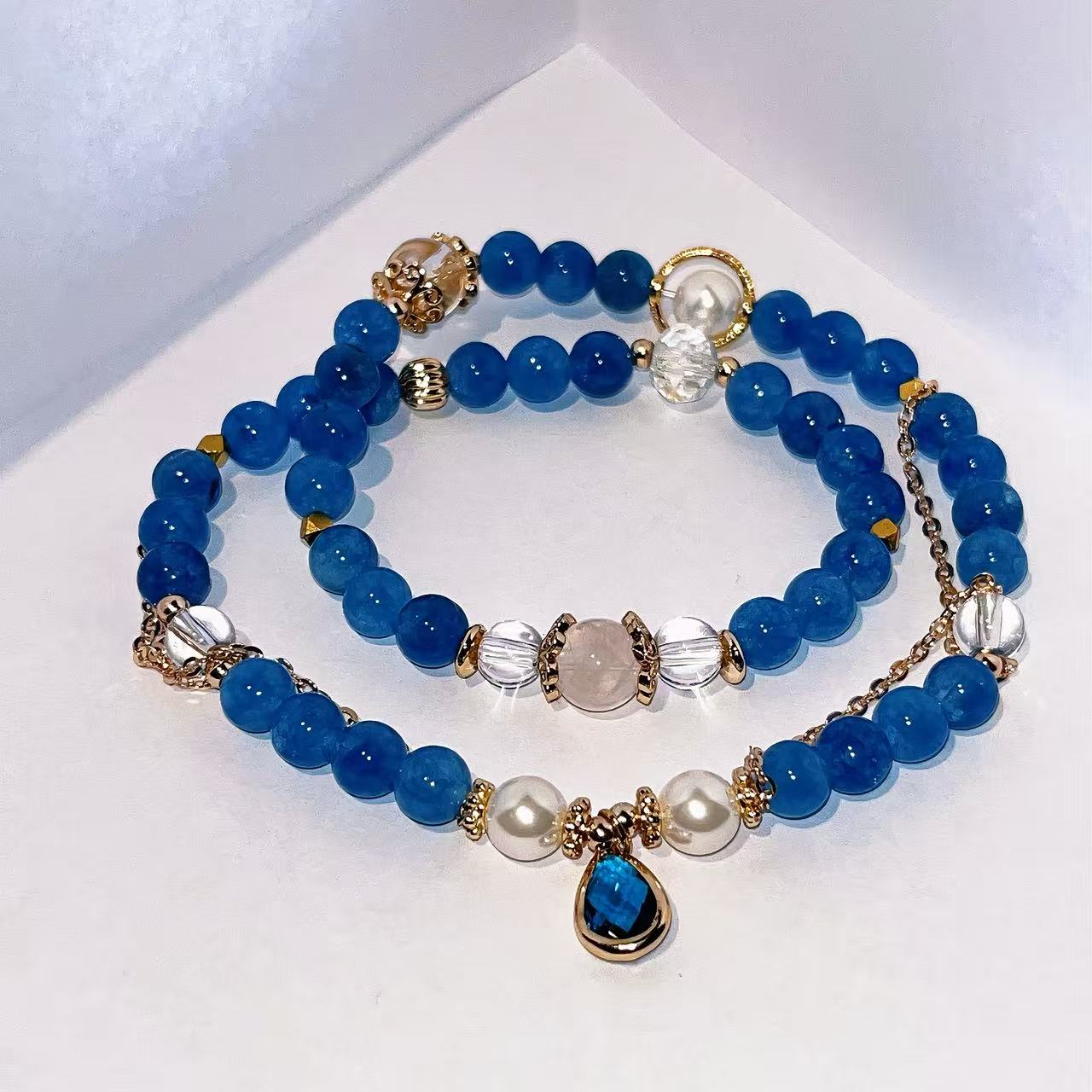 Sky Love Crystal Bracelet – Double-Layer Blue Crystal Bracelet for Calm & Prosperity